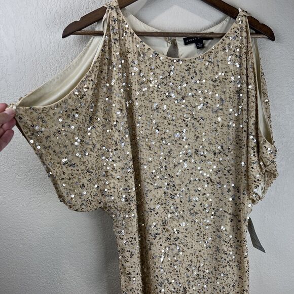 Aidan Mattox Dress Women 4 gold Beaded Sequin Mini Embellished - Picture 2 of 10